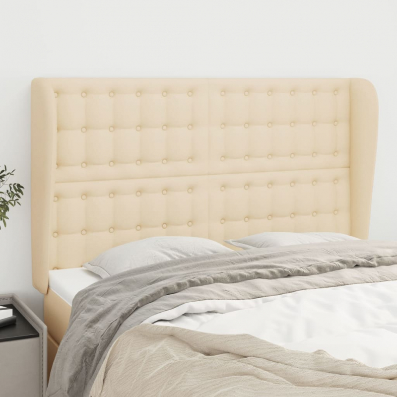 Kopfteil mit Ohren Creme 147x23x118/128 cm Stoff