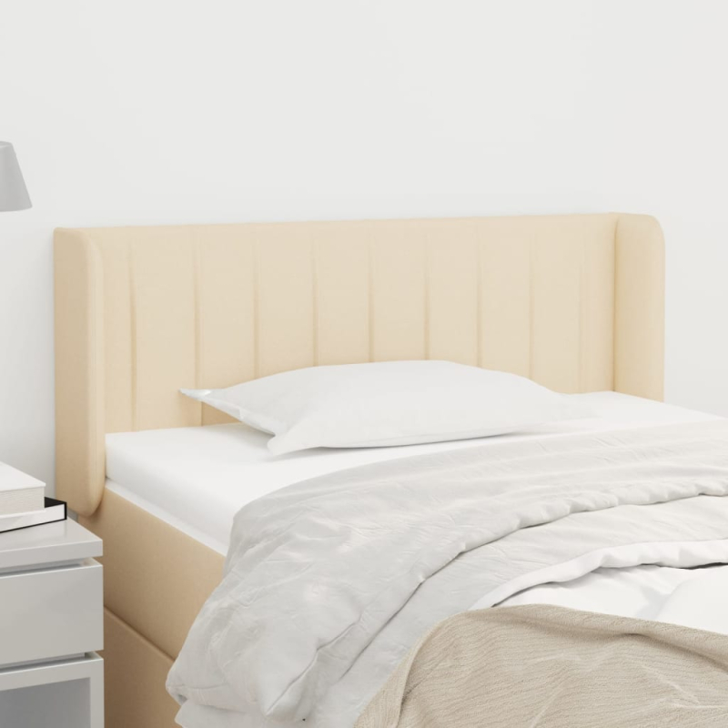 Kopfteil mit Ohren Creme 83x16x78/88 cm Stoff