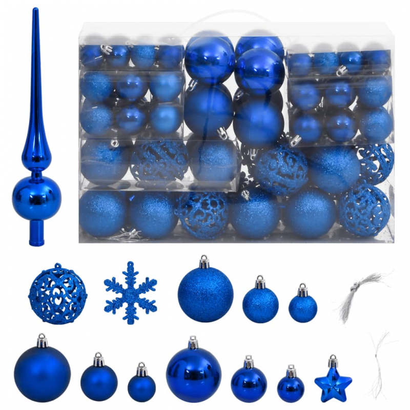 111-tlg. Weihnachtskugel-Set Blau Polystyrol