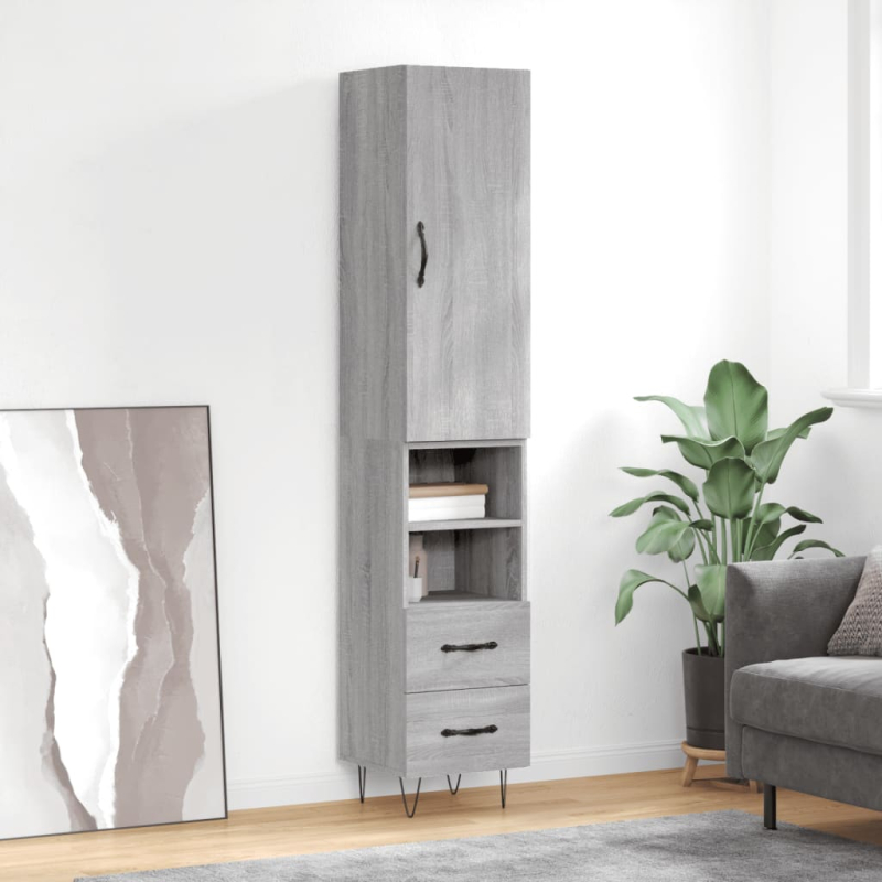 Highboard Grau Sonoma 34,5x34x180 cm Holzwerkstoff
