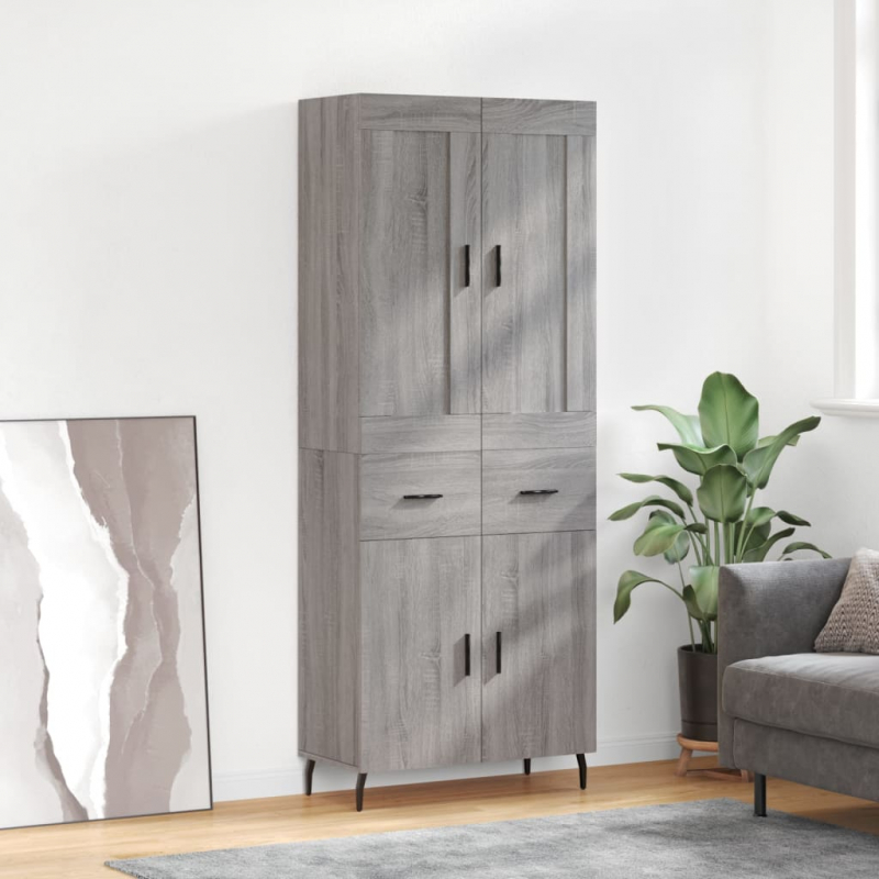 Highboard Grau Sonoma 69,5x34x180 cm Holzwerkstoff