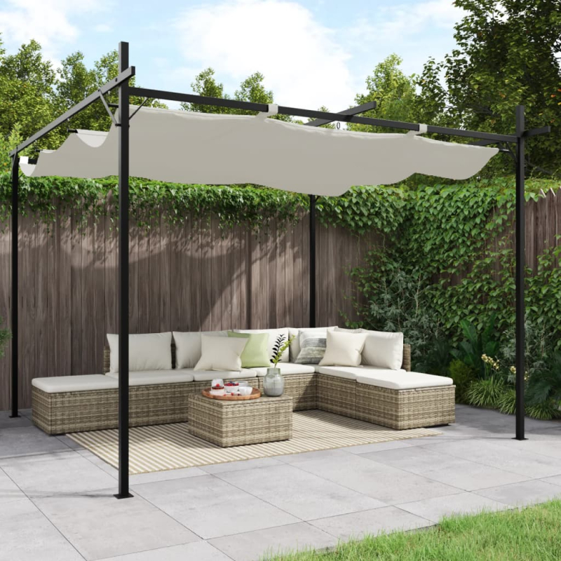 Pergola mit Schiebedach Creme 295x292x230 cm