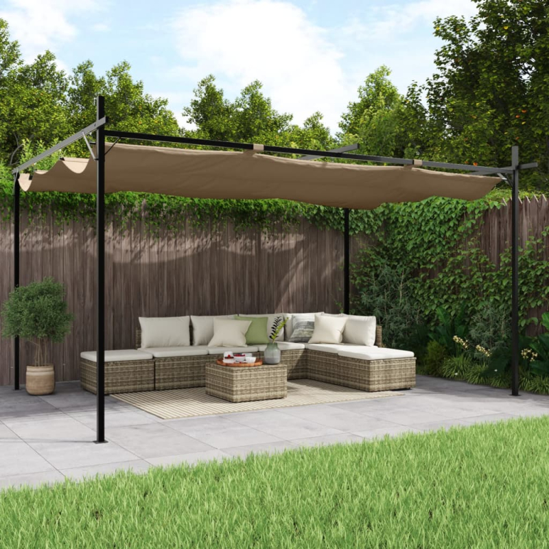 Pergola mit Schiebedach Taupe 395x292x230 cm
