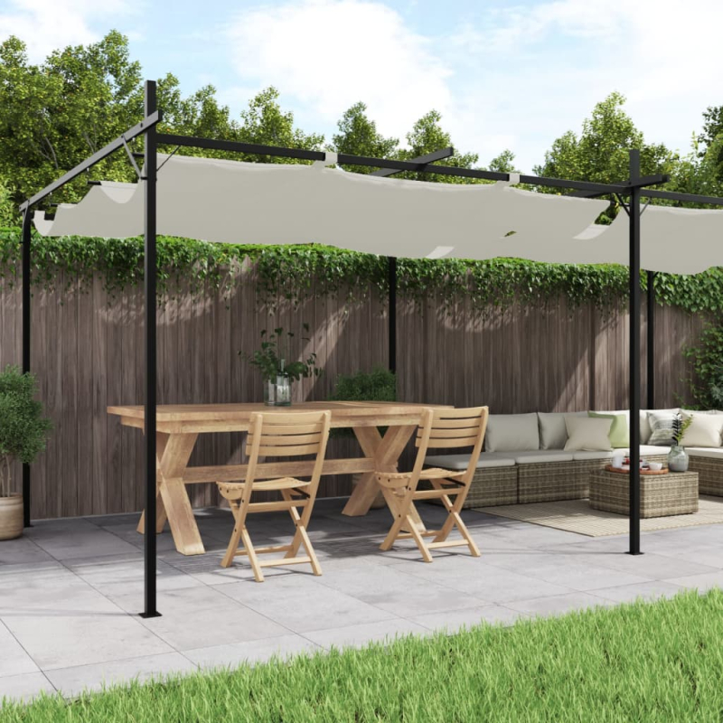 Pergola mit Schiebedach Creme 589x292x230 cm