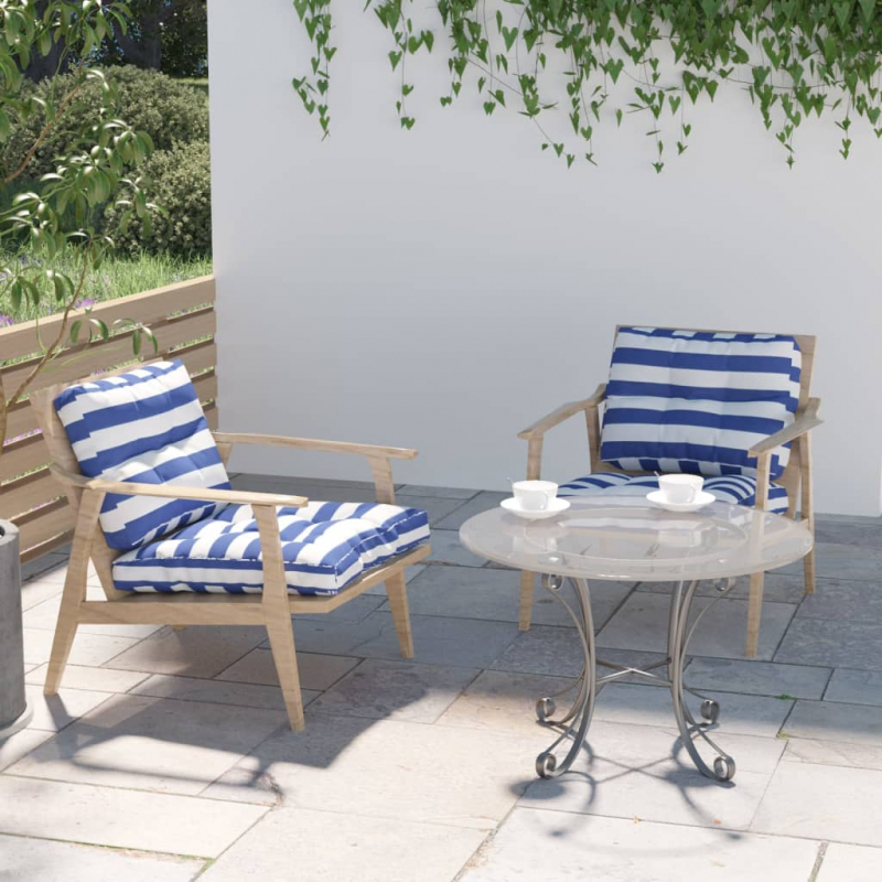 Palettenkissen 2-tlg. Blau & Weiß Gestreift Stoff