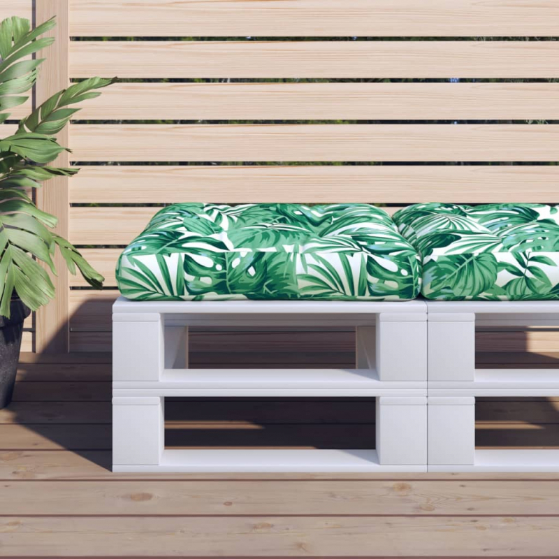 Palettenkissen Blattmuster 58x58x10 cm Stoff