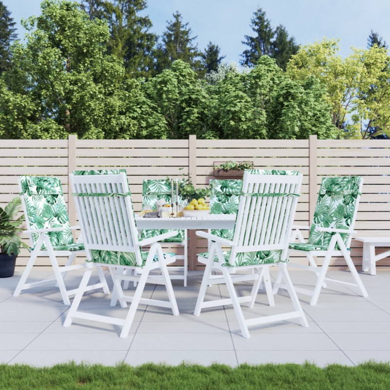 Hochlehner-Auflagen 6 Stk. Blattmuster Oxford-Gewebe