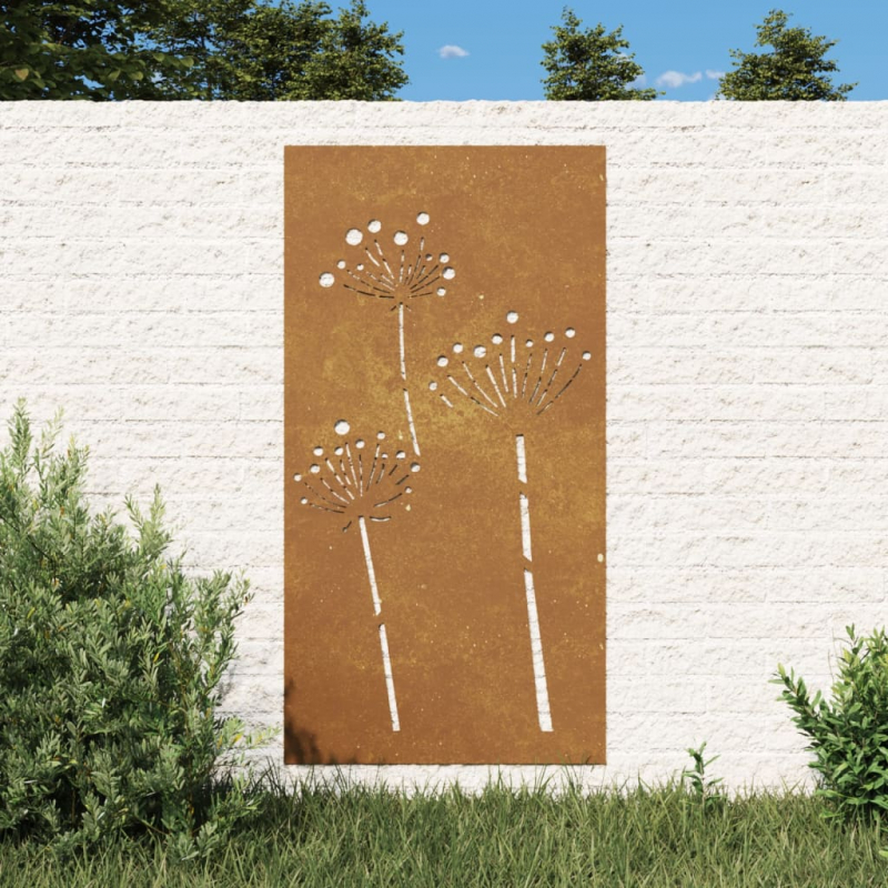 Garten-Wanddeko 105x55 cm Cortenstahl Blumen-Design