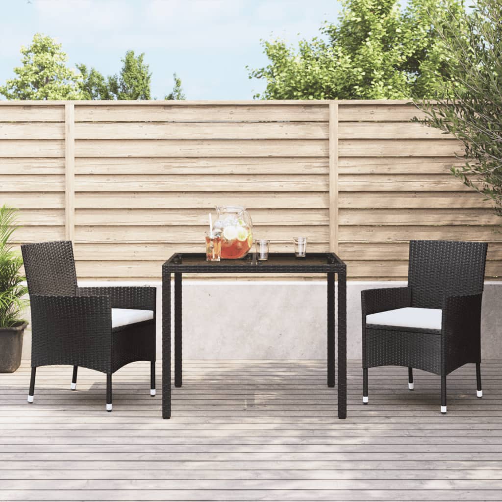 Gartenstühle mit Kissen 2 Stk. Schwarz Poly Rattan (nur UK/IE/FI/NO)