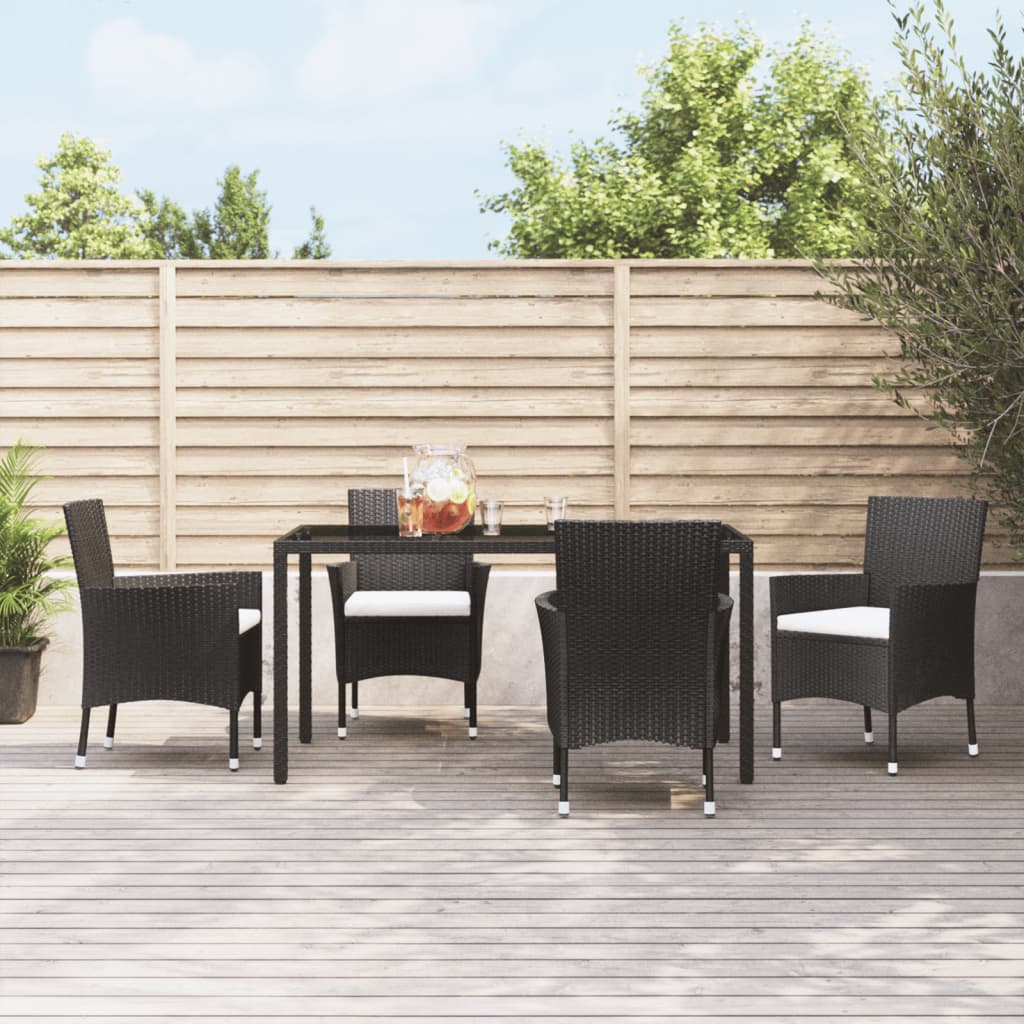 Gartenstühle mit Kissen 4 Stk. Schwarz Poly Rattan (nur UK/IE/FI/NO)