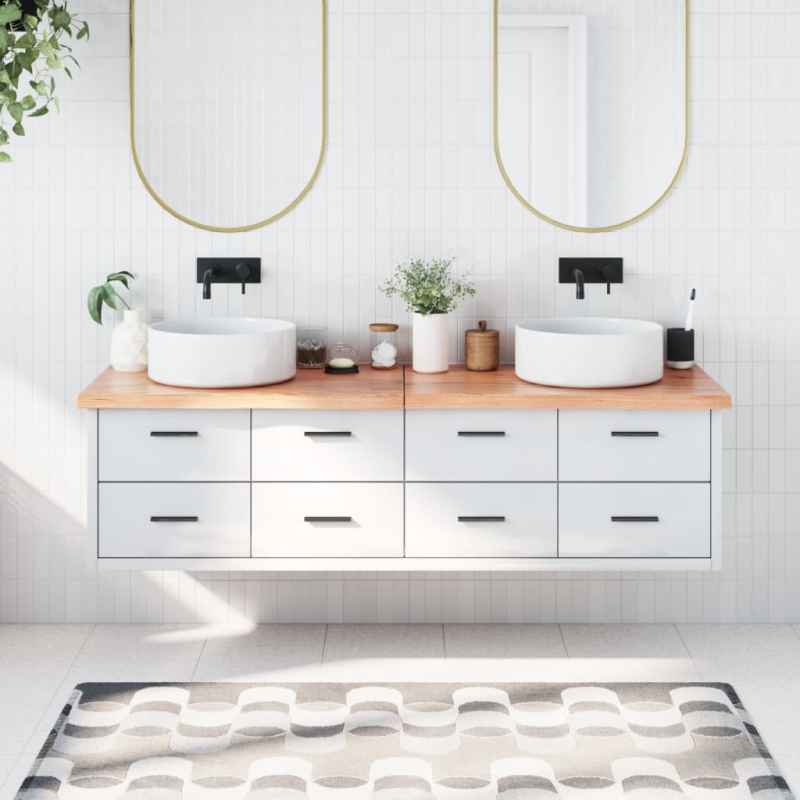 Waschtischplatte Hellbraun 180x60x(2-4) cm Massivholz Behandelt