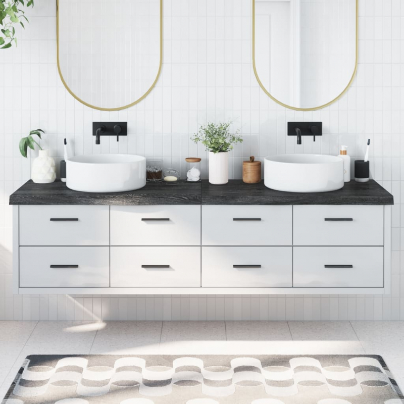 Waschtischplatte Dunkelbraun 200x50x(2-6)cm Massivholz