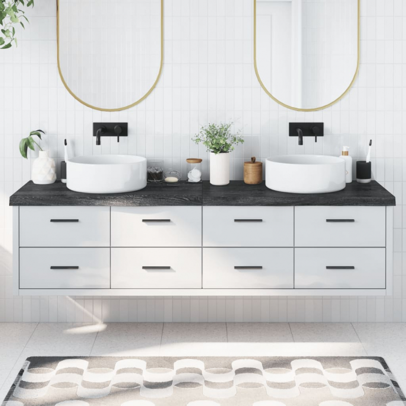 Waschtischplatte Dunkelbraun 200x60x(2-6)cm Massivholz