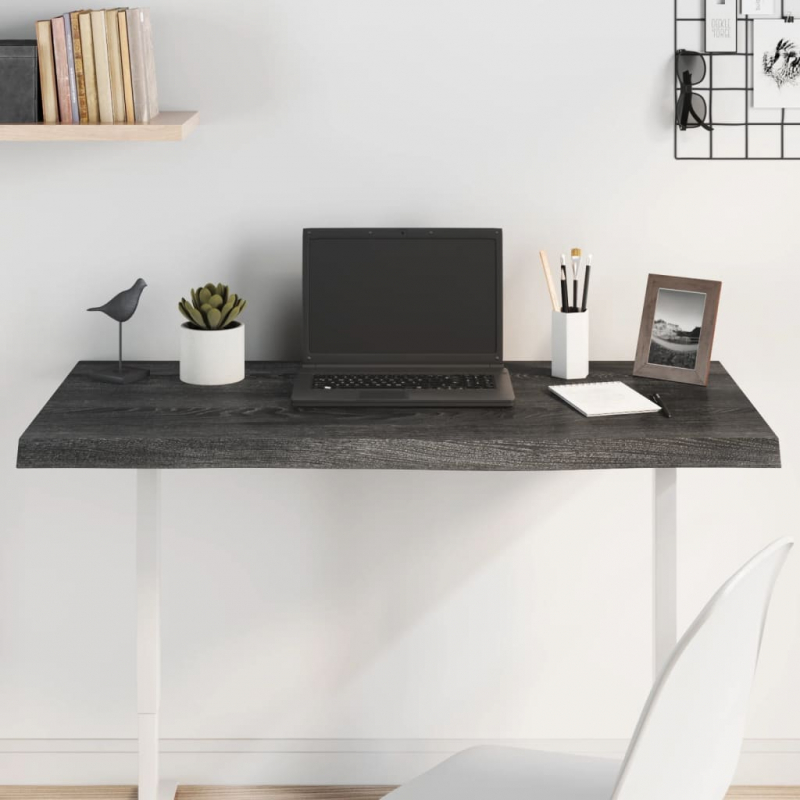 Tischplatte Dunkelbraun 100x60x(2-4)cm Massivholz Eiche