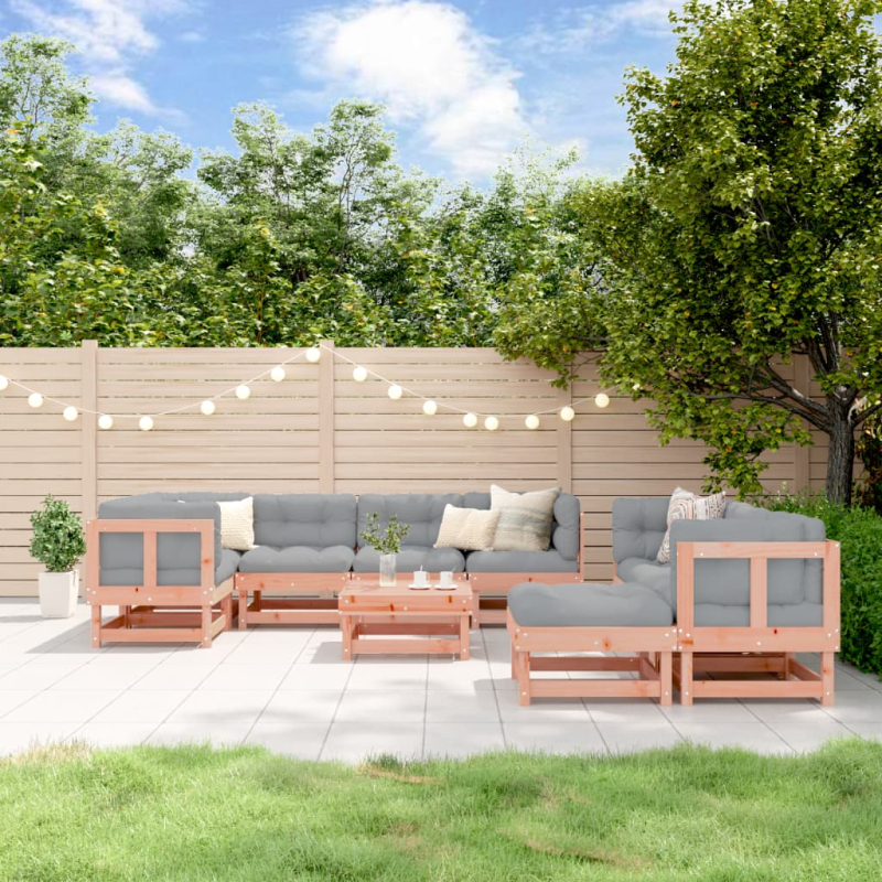 10-tlg. Garten-Lounge-Set mit Kissen Massivholz Douglasie