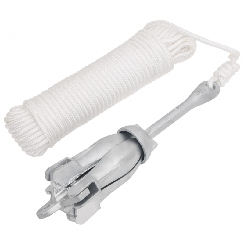 Klappanker mit Seil Silber 8 kg feuerverzinktes Gusseisen