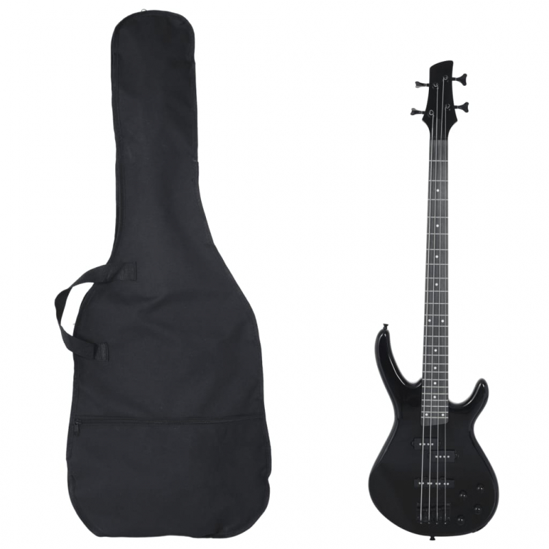 E-Bass für Anfänger mit Tasche Schwarz 4/4 46