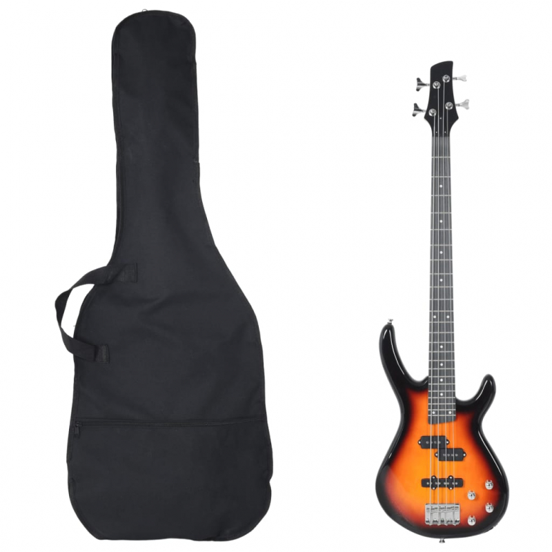 E-Bass für Anfänger mit Tasche Braun und Schwarz 4/4 46