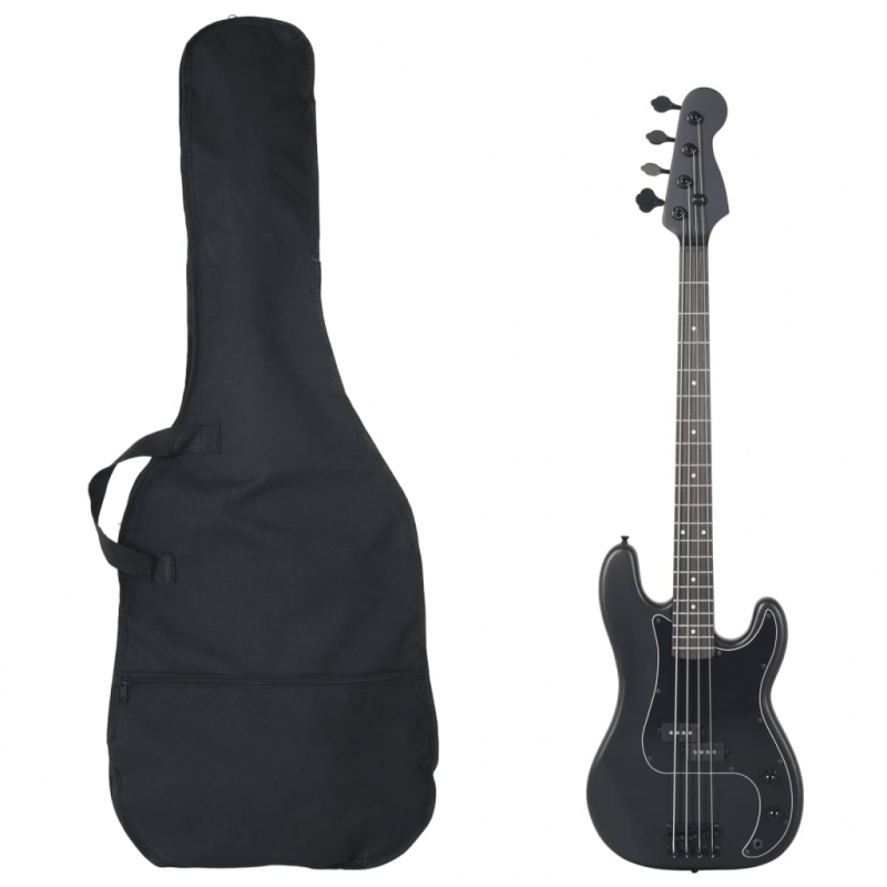 E-Bass für Anfänger mit Tasche Schwarz 4/4 46