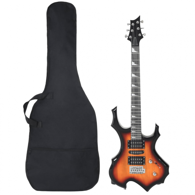 E-Gitarre für Anfänger mit Tasche Braun und Schwarz 4/4 39