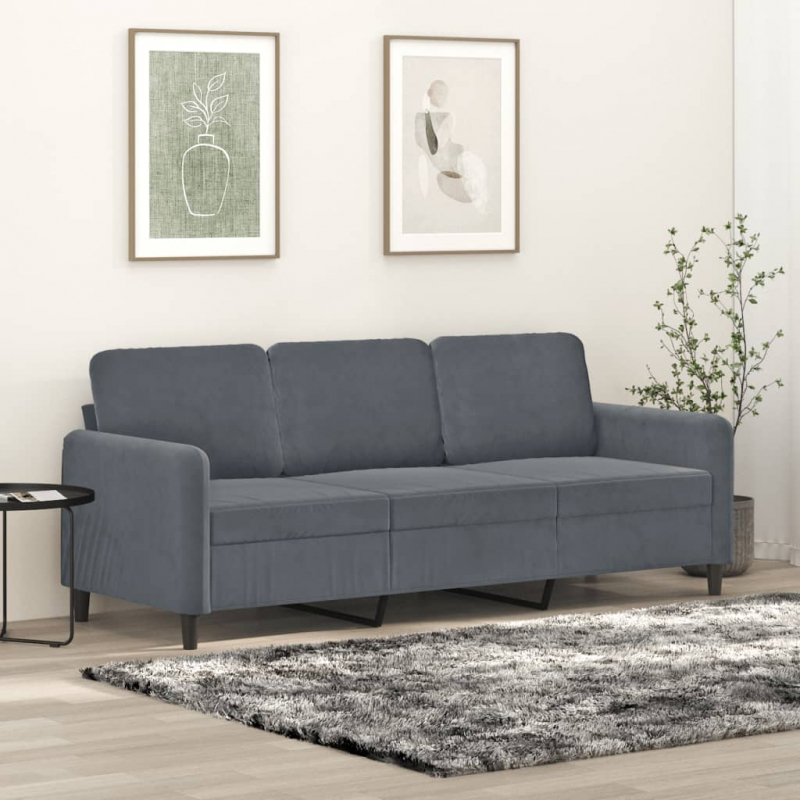 3-Sitzer-Sofa Dunkelgrau 180 cm Samt