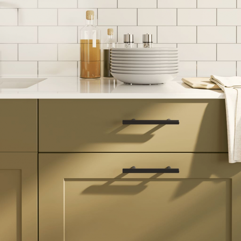 Möbelgriffe 10 Stk. Schwarz 96 mm Edelstahl