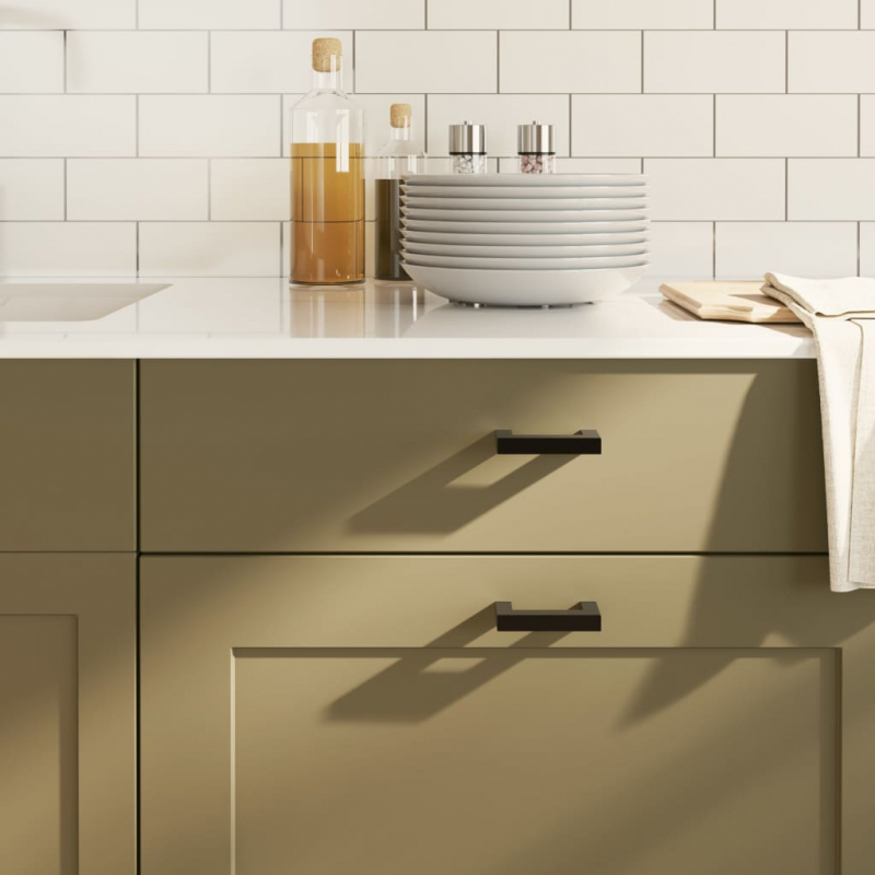 Möbelgriffe 10 Stk. Schwarz 64 mm Edelstahl