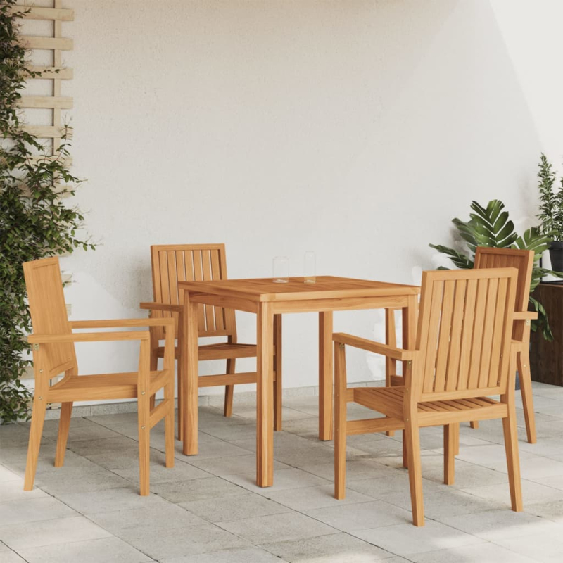 Gartenstühle 4 Stk. Stapelbar 56,5x57,5x91 cm Massivholz Teak