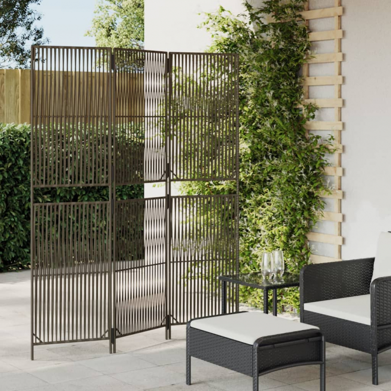 Paravent 3-tlg. Grau Poly Rattan