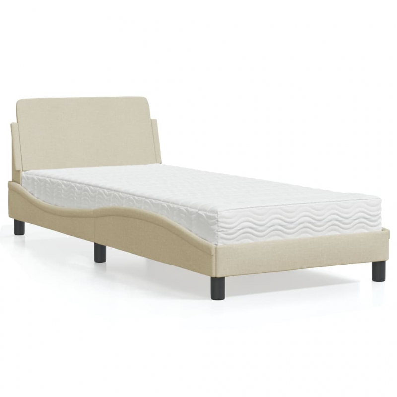 Bett mit Matratze Creme 80x200 cm Stoff
