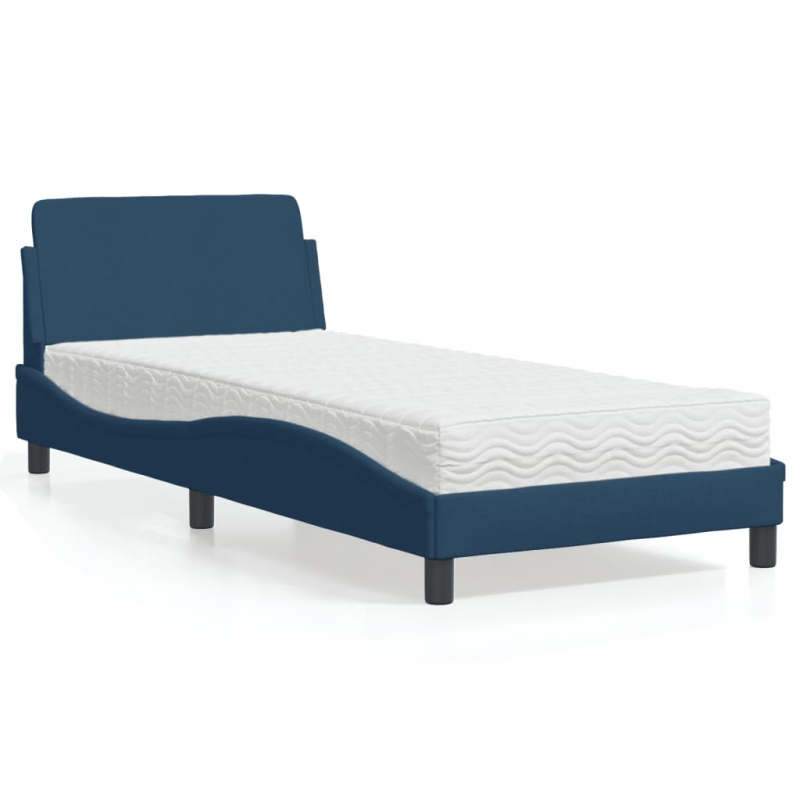 Bett mit Matratze Blau 90x190 cm Stoff