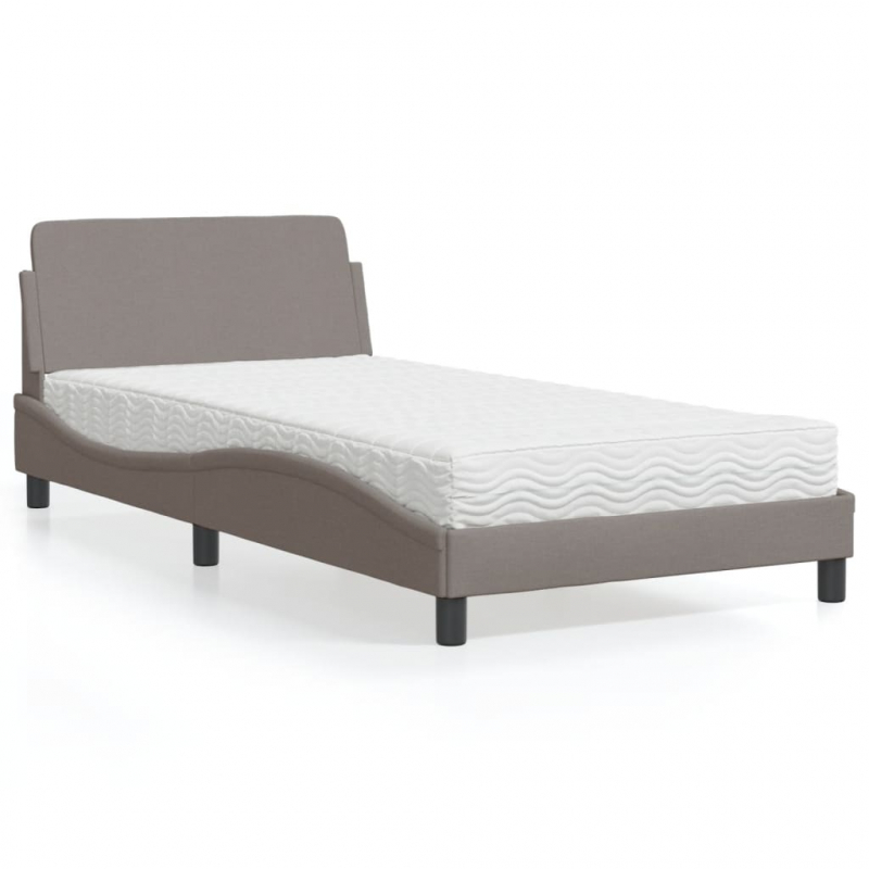 Bett mit Matratze Taupe 100x200 cm Stoff