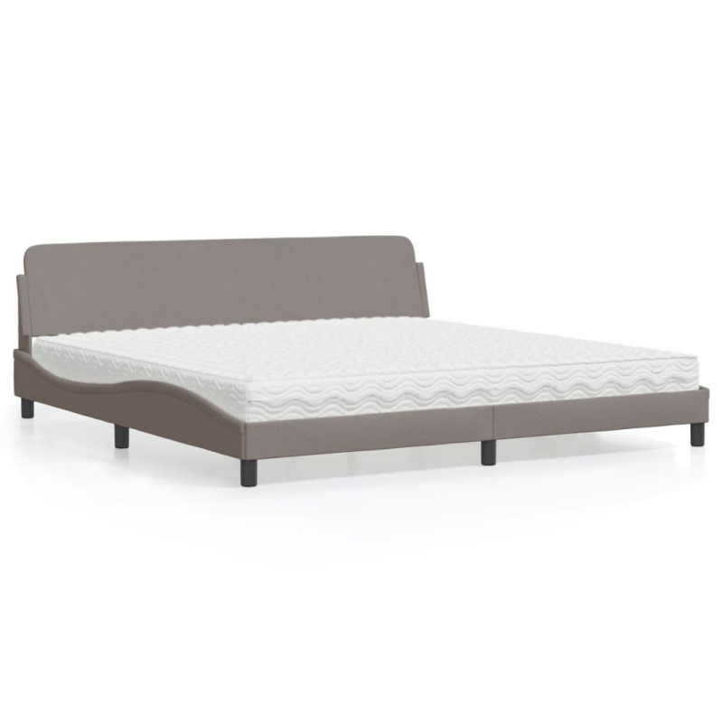 Bett mit Matratze Taupe 200x200 cm Stoff