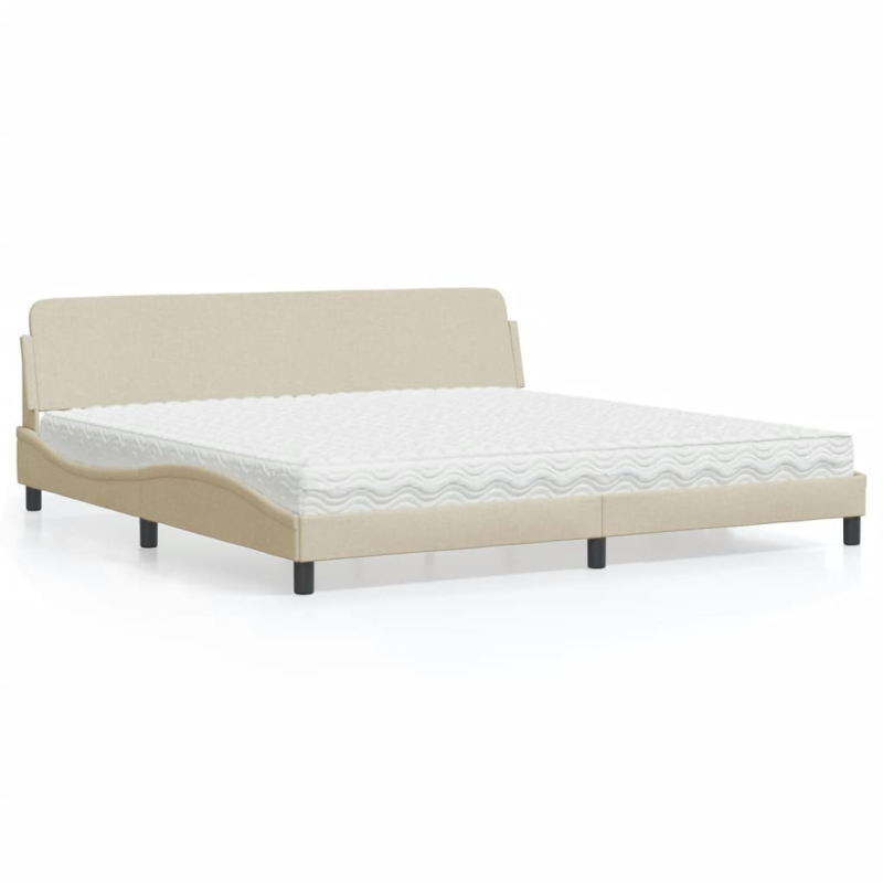 Bett mit Matratze Creme 200x200 cm Stoff