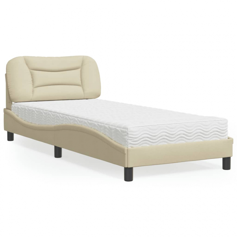 Bett mit Matratze Creme 80x200 cm Stoff