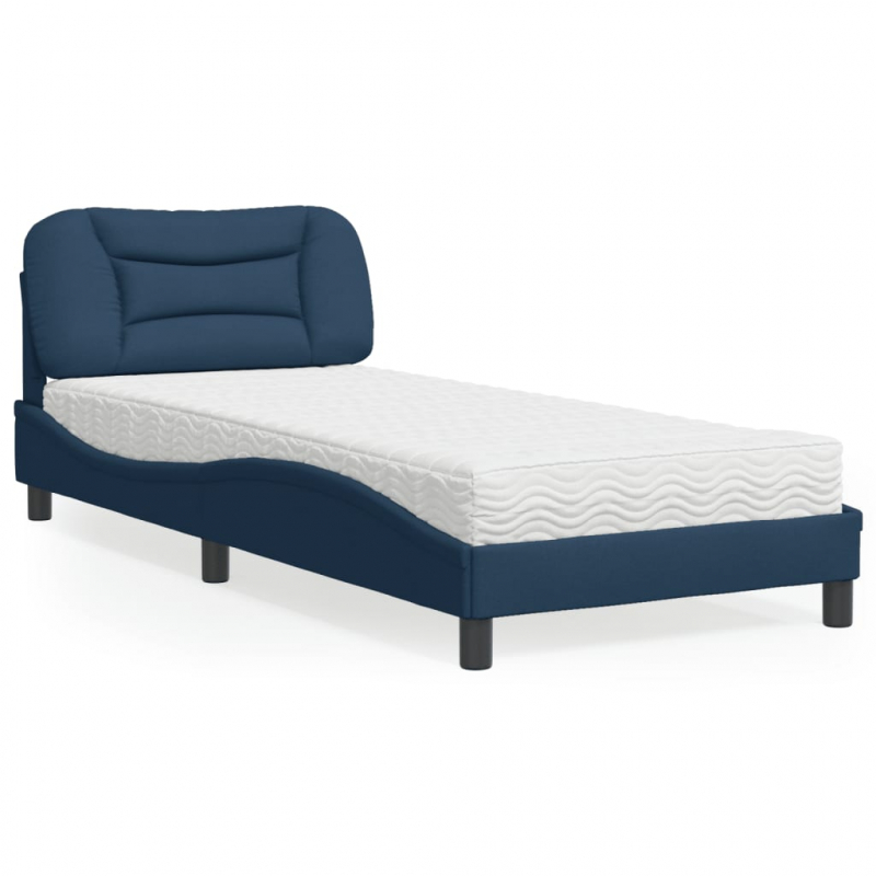 Bett mit Matratze Blau 90x190 cm Stoff
