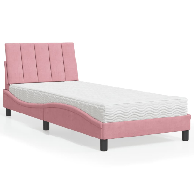 Bett mit Matratze Rosa 80x200 cm Samt