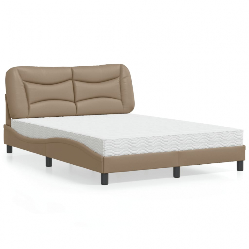 Bett mit Matratze Cappuccino-Braun 140x190 cm Kunstleder