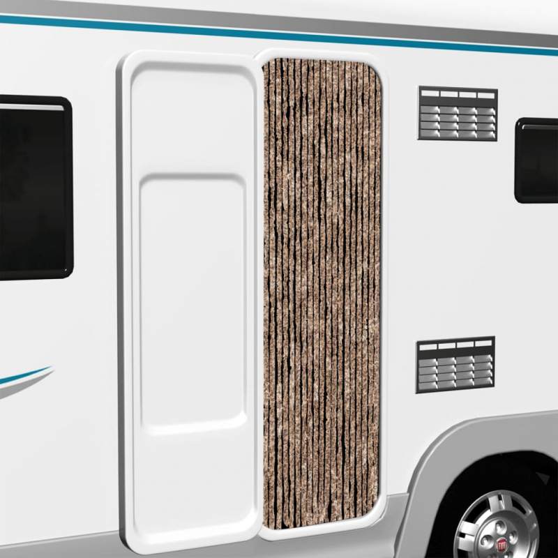 Fliegenvorhang Beige und Dunkelbraun 56x200 cm Chenille