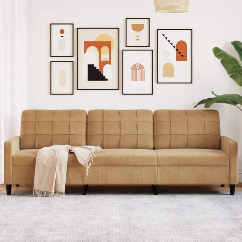 3-Sitzer-Sofa Braun 210 cm Samt