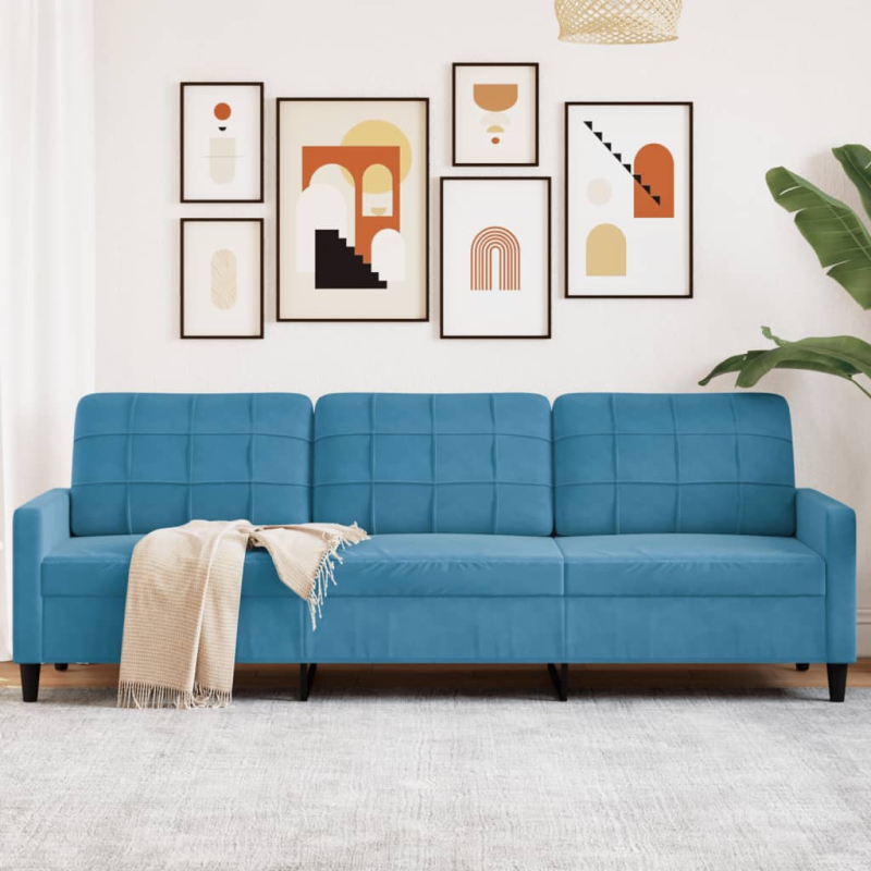 3-Sitzer-Sofa Blau 210 cm Samt