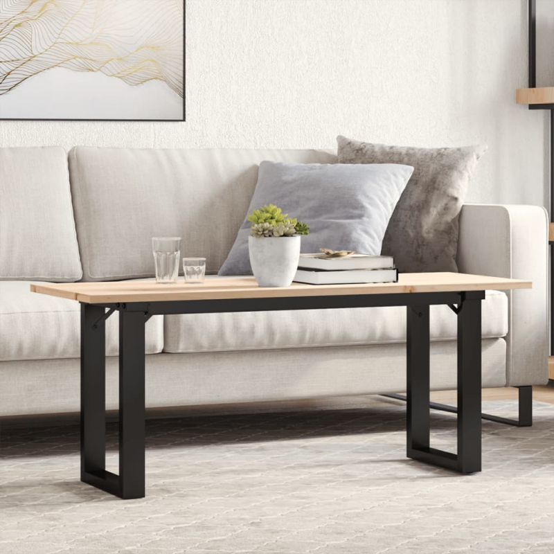 Couchtisch O-Gestell 110x40x45 cm Massivholz Kiefer & Stahl