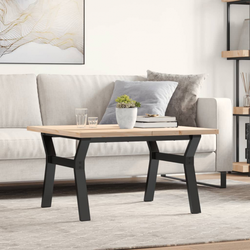 Couchtisch Y-Gestell 80x80x45,5cm Massivholz Kiefer & Stahl