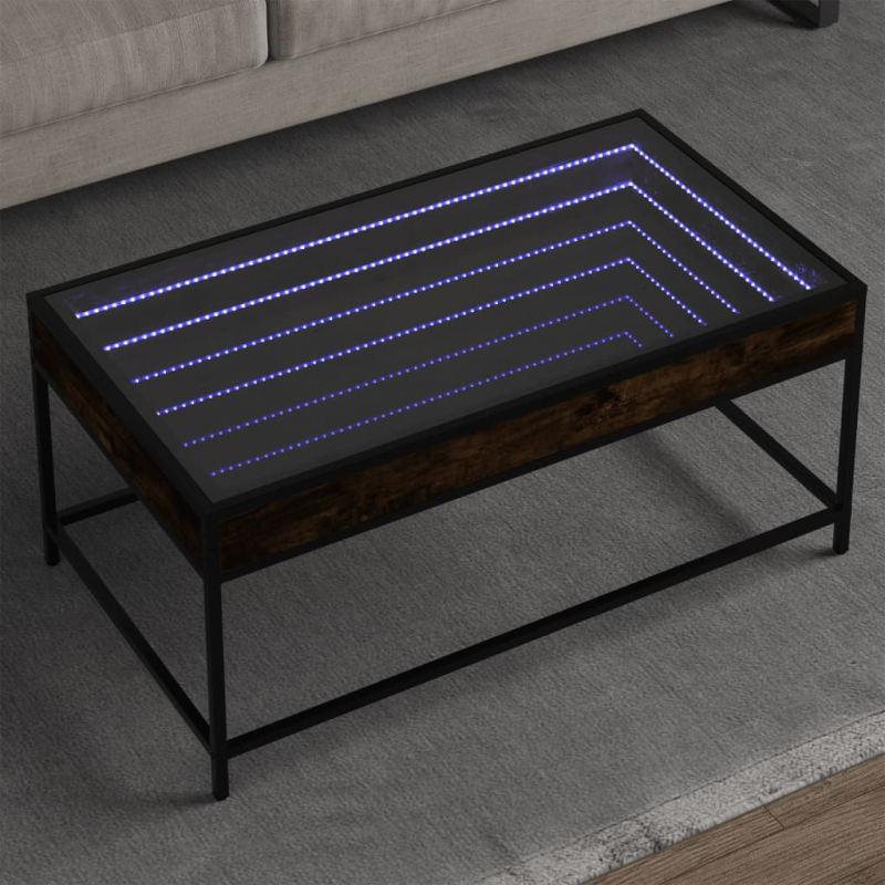 Couchtisch mit Infinity-LED Räuchereiche 90x50x41 cm