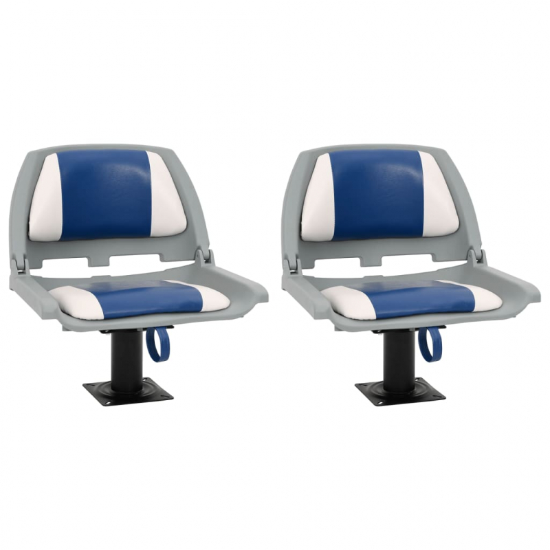 4-tlg. Bootssitz-Set Klappbar Blau und Weiß 48x51x41 cm