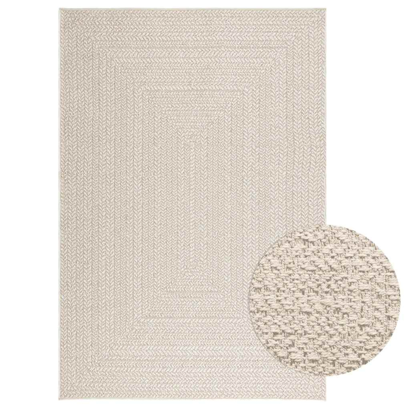 Teppich ZIZUR Creme 140x200 cm Jute-Optik Indoor und Outdoor
