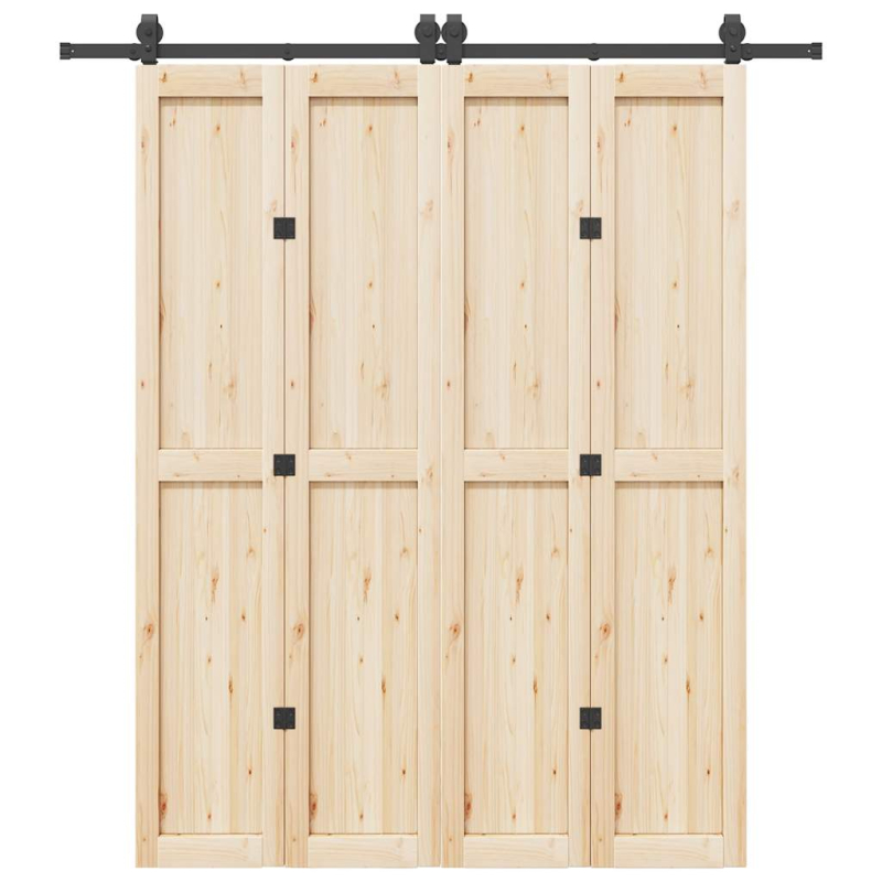 Schiebetürbeschlag-Set 200 cm Stahl Schwarz