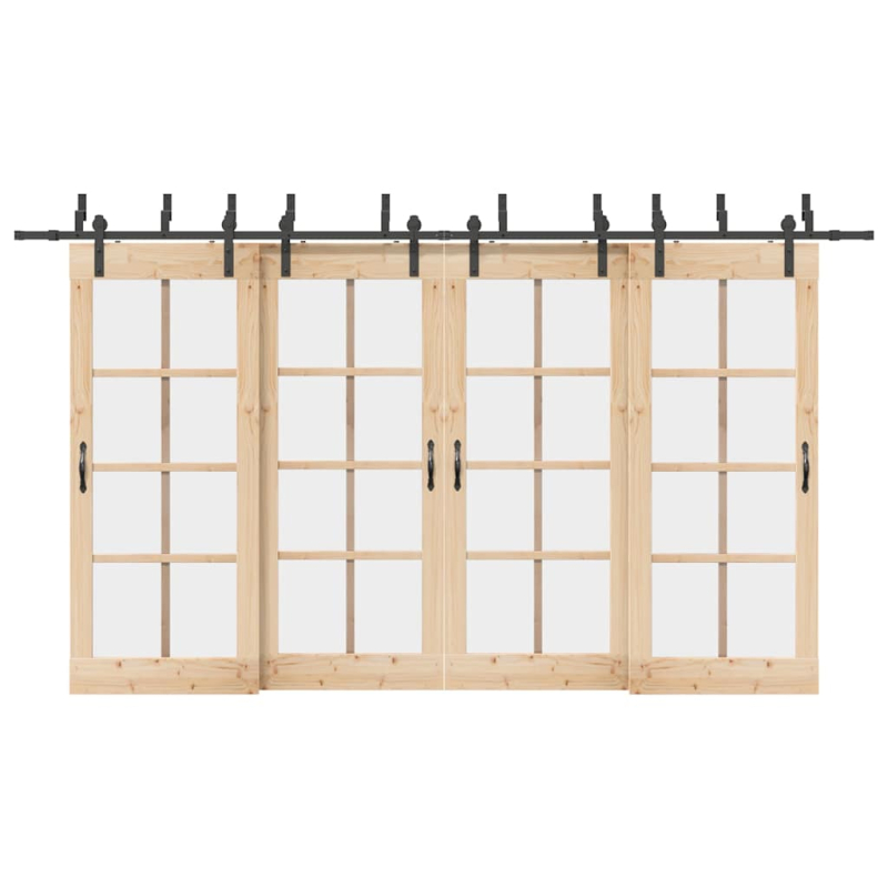 Schiebetürbeschlag-Set 400 cm Stahl Schwarz