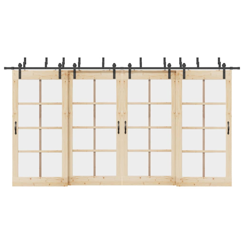 Schiebetürbeschlag-Set 427 cm Stahl Schwarz