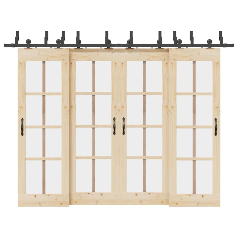 Schiebetürbeschlag-Set 152,5 cm Stahl Schwarz